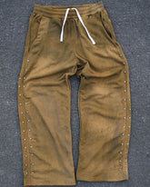 Plus Size Men's Daily Casual Joker 3D Stud Brown Retro Sweat Pants